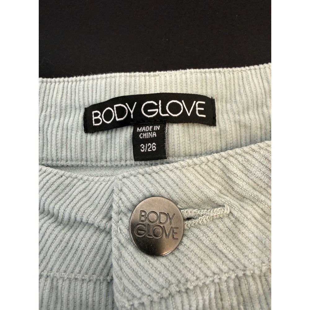 Beach Coastal Retro-style Aqua Waled Cotton Corduroy High-waist Shorts Size 3/26 - Picture 4 of 6